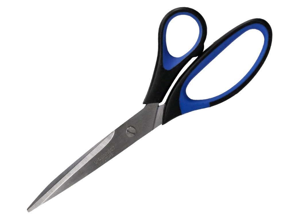 Tijera Oficina Q-Connect Mango Caucho 8\" 21'5 cm Blister de Seguridad