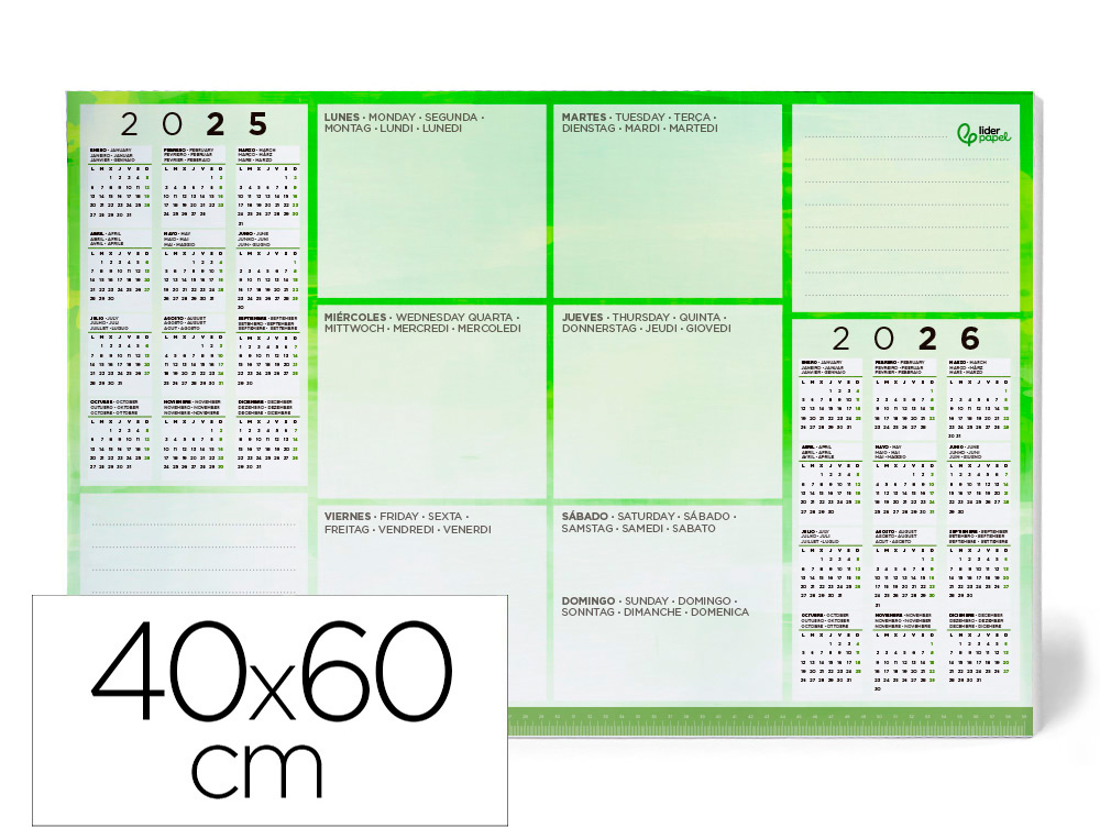 Planning Sobremesa Semanal Liderpapel 40x60 cm 90 gr 50 Hojas 2026-2027