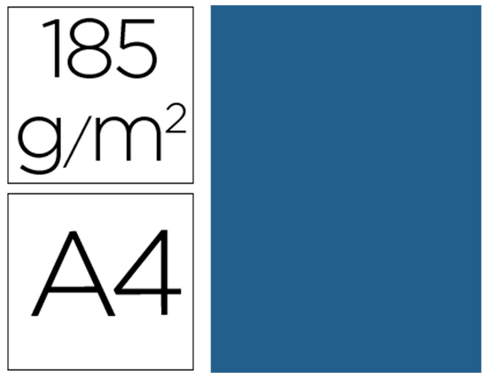 Cartulina Guarro DIN A4 Azul Mar 185 gr Paquete 50 Hojas