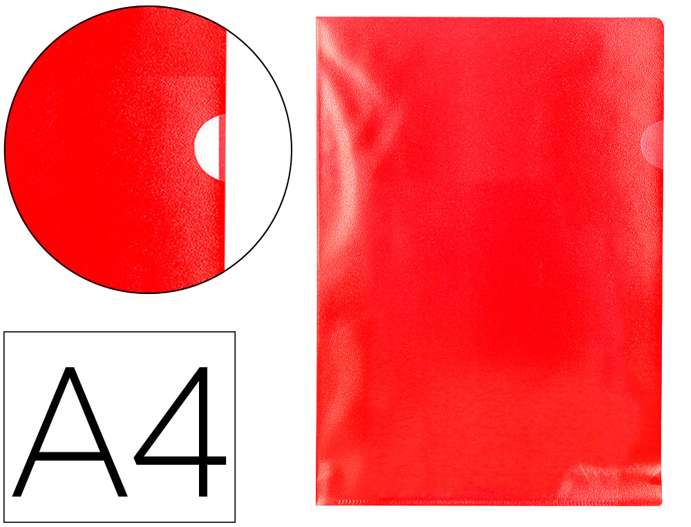 Carpeta Dossier Uñero Plastico Q-Connect DIN A4 120 Micras Roja Caja de 100 Unidades