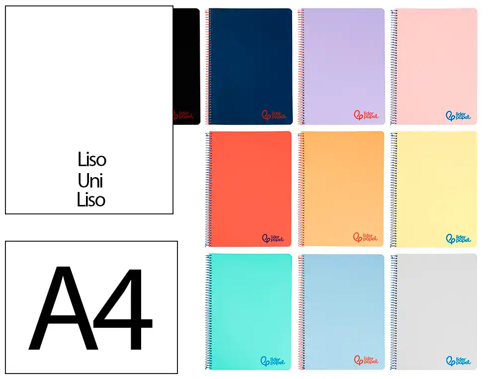 Cuaderno Espiral Liderpapel A4 Wonder Tapa Plastico 80h 90gr Liso Colores Surtidos