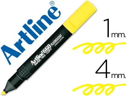 Rotulador Artline Fluorescente Ek-660 Amarillo Punta Biselada