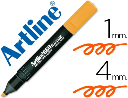 Rotulador Artline Fluorescente Ek-660 Naranja Punta Biselada