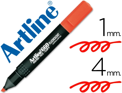 Rotulador Artline Fluorescente Ek-660 Rojo Punta Biselada