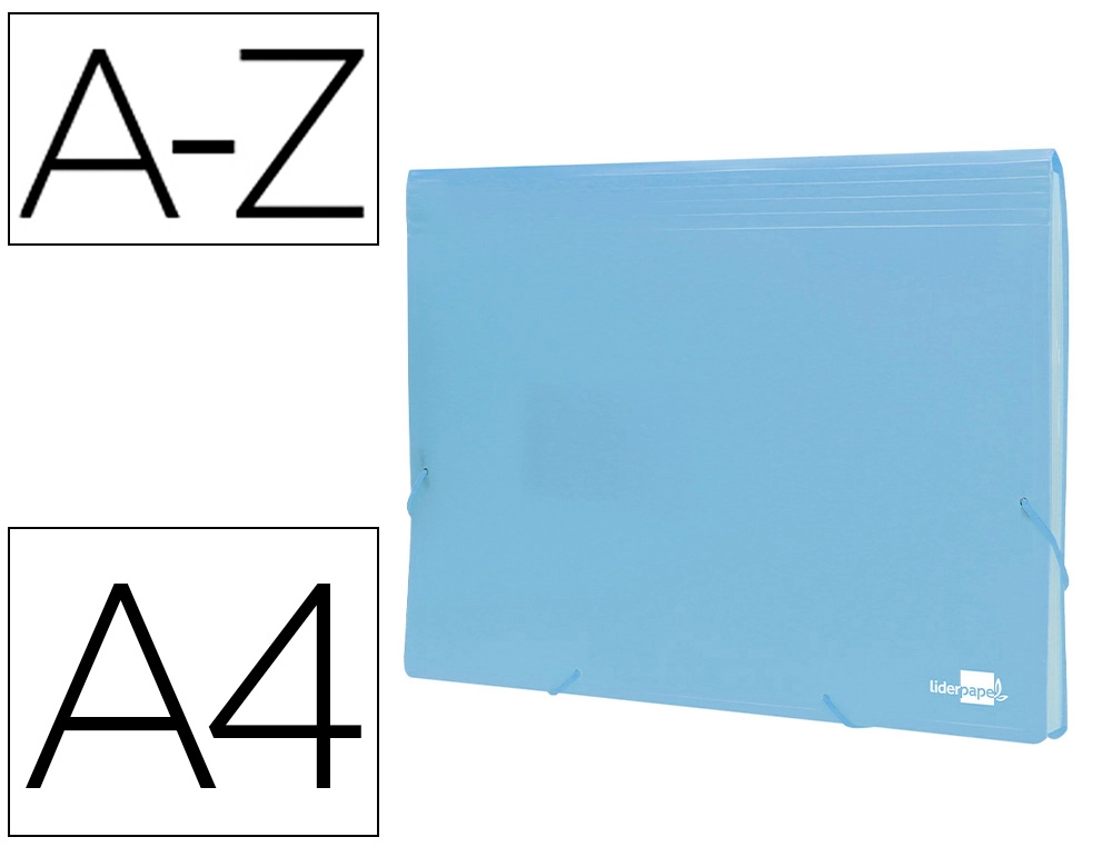 Carpeta Liderpapel Clasificador Fuelle Polipropileno DIN A4 Celeste Opaco 13 Departamentos