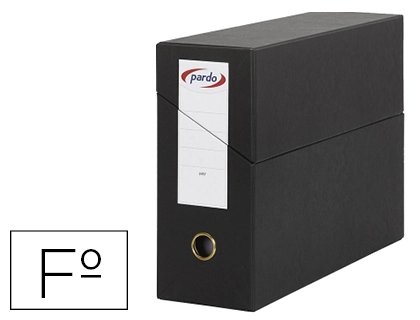 Caja Transferencia Pardo Folio Forrado Extra Doble Lomo 80 mm Estuche Interior con Tarjetero Negra