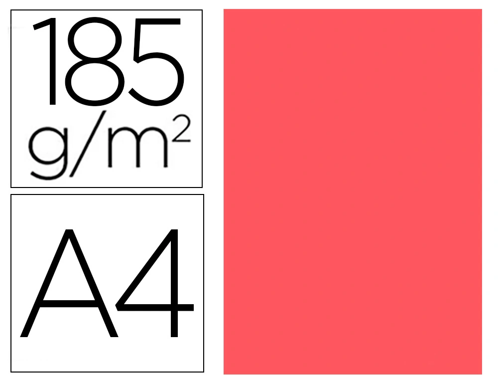 Cartulina Guarro DIN A4 Coral 185 gr Paquete de 50 Hojas