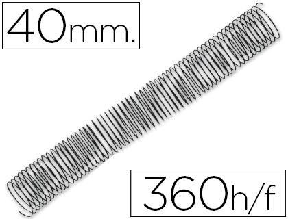 Espiral Metalico Q-Connect 64 5:1 40mm 1,2mm Caja de 25 Unidades
