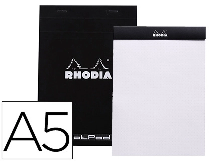 Bloc Nota Rhodia Black Dot Pad DIN A5 80 Hojas 80 G/m2 Liso con Puntos Negros 5 mm Perforado