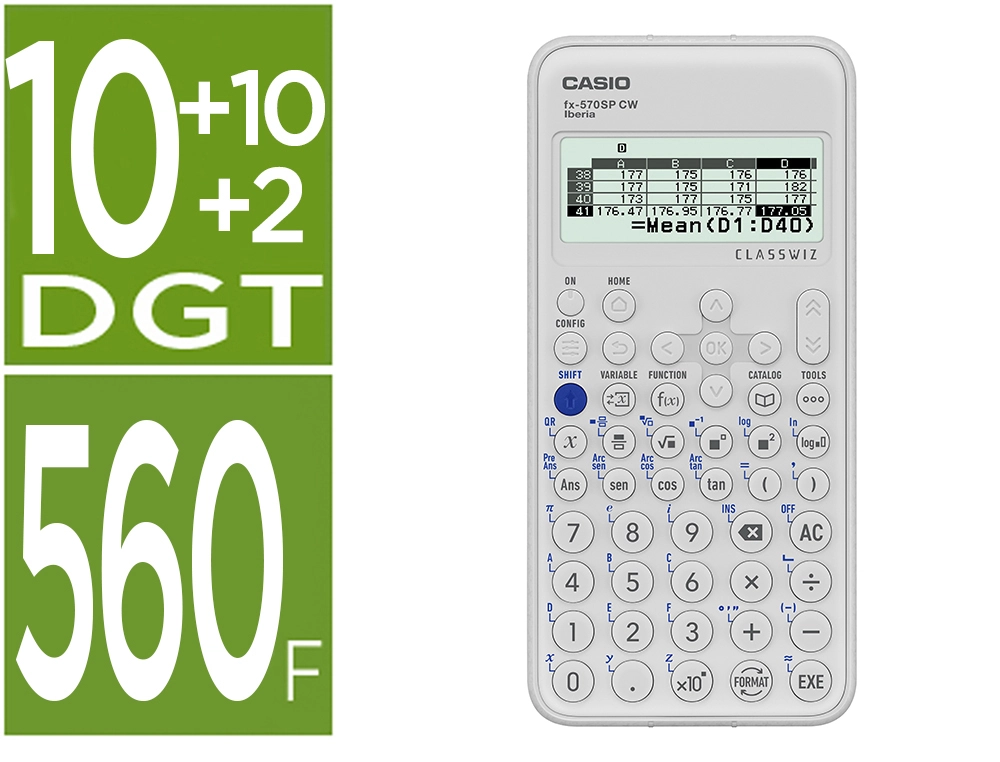 Calculadora Casio Fx-570sp Classwiz Iberia Cientifica 560funciones 9 Memorias 10+2 Digitos 5 Idiomas con Tapa