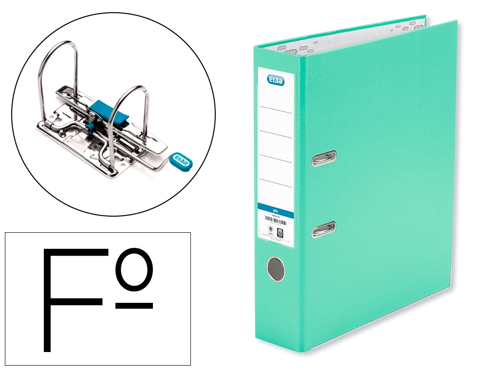 Archivador de Palanca Elba Carton Forrado PVC con Rado Top Folio Lomo 80 mm Verde Menta