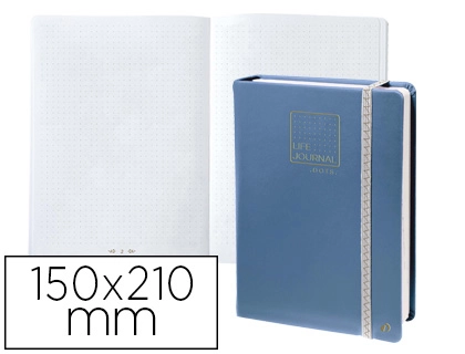 Libreta Quo Vadis Life Journal Infinite Dots Puntos 15x21 cm 224 Hojas Tapa Similpiel Azul