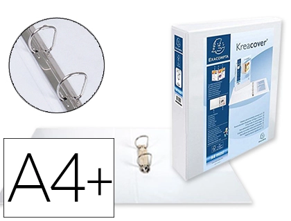 Carpeta Exacompta Canguro 2 Anillas 40 mm DIN a4+ Carton Forrado Polipropileno Personalizable 3 Bolsillos