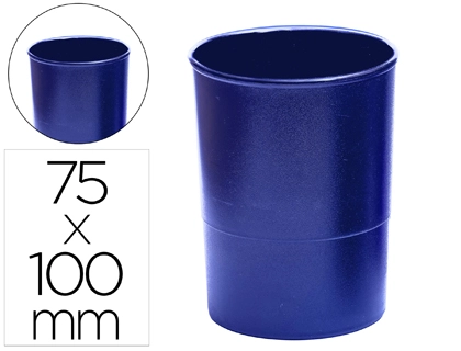 Cubilete Portalapices Q-Connect Azul Opaco Plastico Redondo Diametro 75 mm Alto 100 mm