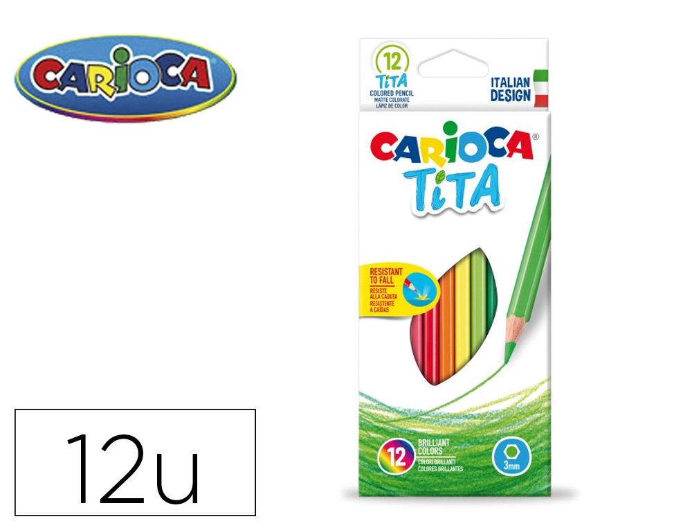 Lapices de Colores Carioca Tita Hexagonal Caja de 12 Unidades Colores Surtidos