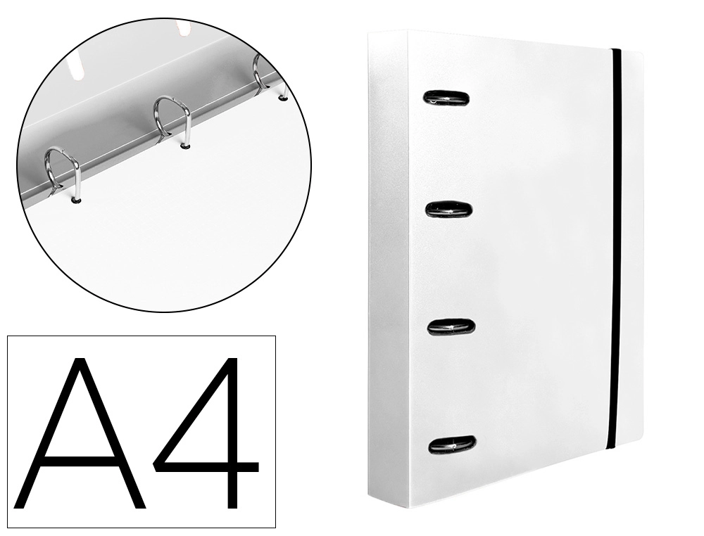 Carpeta con Recambio Liderpapel A4 Cuadro 5mm 100 Hojas 80g Polipropileno 4 Anillas Mixtas 25mm Transparente