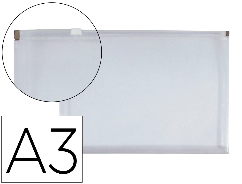 Carpeta Dossier Liderpapel A3 Cierre de Cremallera Transparente