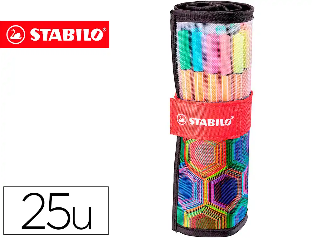 Rotulador Stabilo Punta de Fibra Point 88 Art Estuche Rollerset de 25 Unidades Colores Surtidos