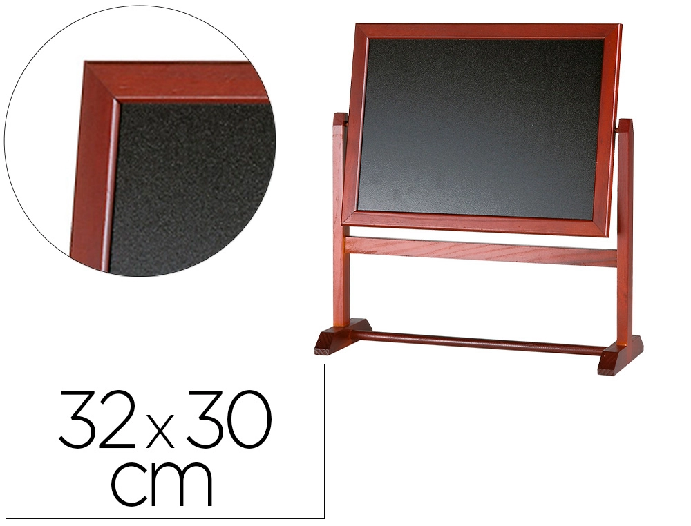 Pizarra Marron Liderpapel para Hosteleria Doble Cara Volteable con Superficie para Rotuladores 32x30 cm