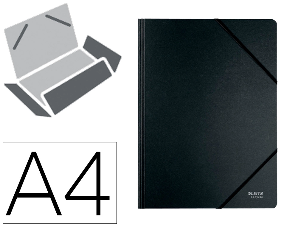 Carpeta Leitz Recycle Gomas DIN A4 Carton Reciclabe 100% Negro
