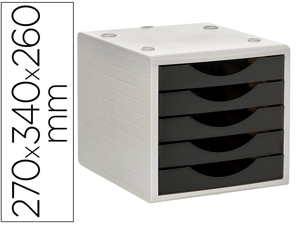 Fichero Cajones de Sobremesa Archivo 2000 5 Cajones Color Negro Opaco 270x340x260 mm