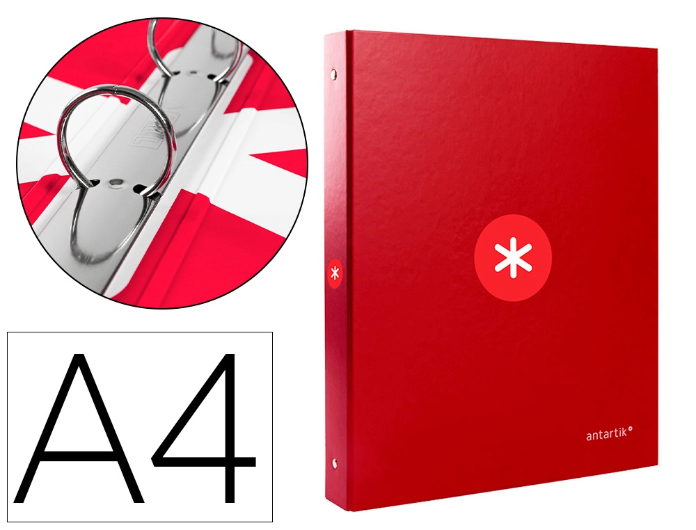 Carpeta Antartik A4 Forrada 4 Anillas 25 mm Redondas Color Frambuesa