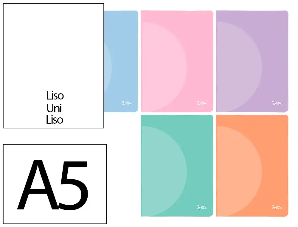 Libreta Liderpapel 360 Tapa de Plastico A5 48 Hojas 90gr Liso sin Margen Colores Pastel Surtidos