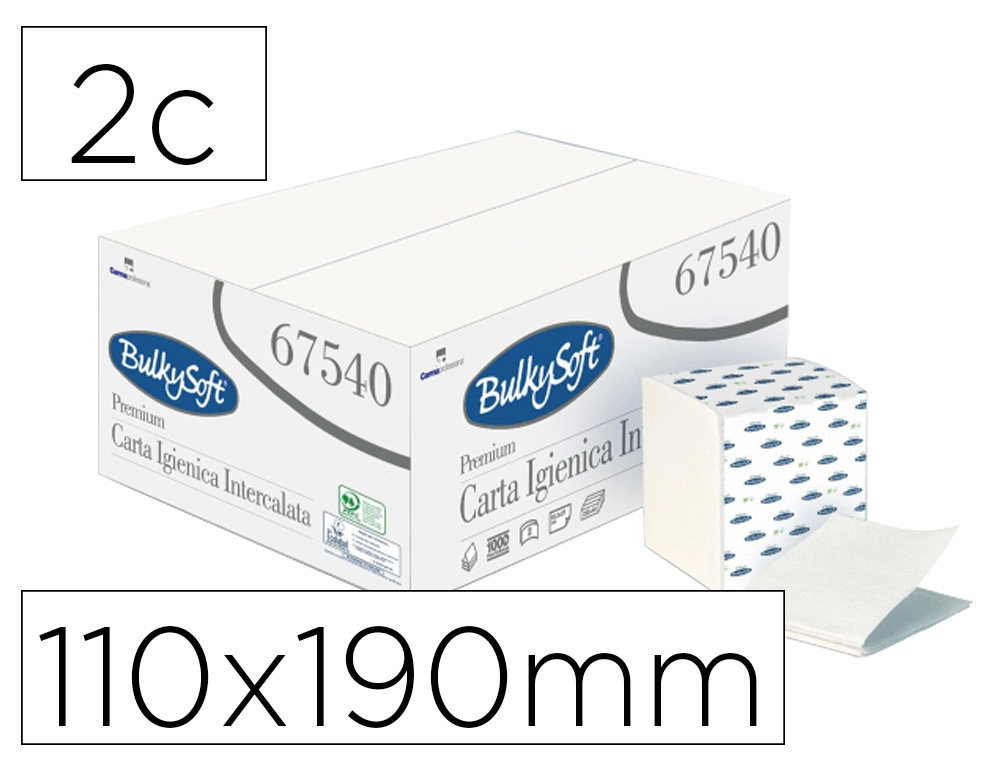 Papel Higienico Ofyhostel Bulkysoft Gofrado 2 Capas Engarzado 110x190 mm