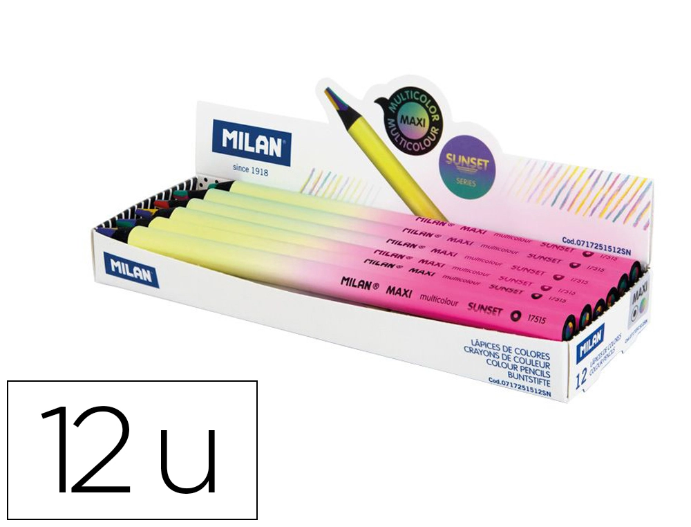 Lapices de Colores Milan Serie Sunset Redondo Multicolor Caja de 12 Unidades