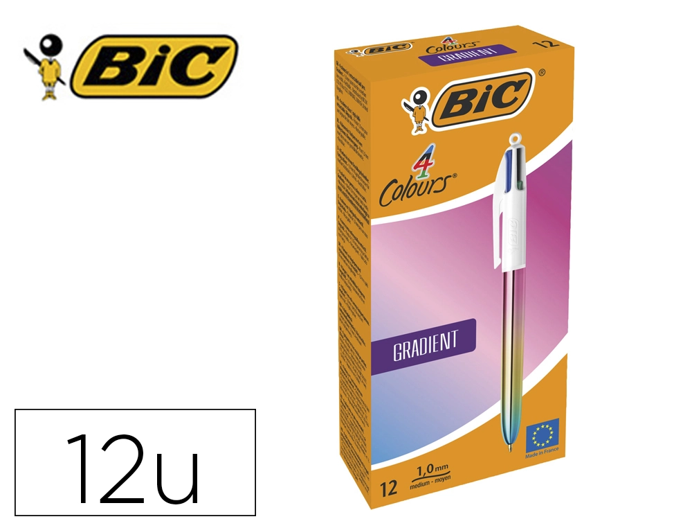 Boligrafo BIC Cuatro Colores Gradiente Caja de 12 Unidades Colores Surtidos