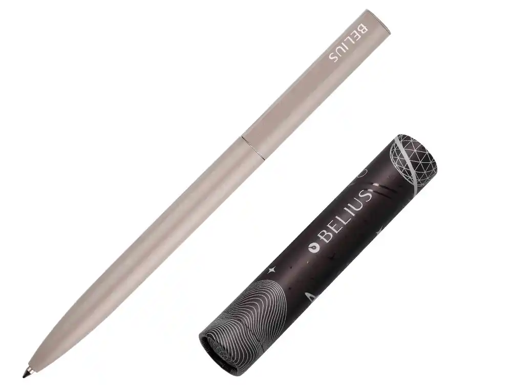 Boligrafo Belius Rocket B Aluminio Color Minimalista Gris Tinta Azul Caja Cilindrica