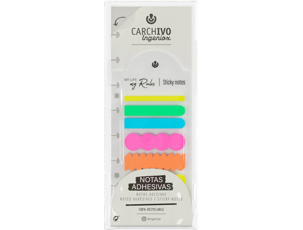 Bloc de Notas Adhesivas Carchivo Ingeniox Irregular Colores Neon