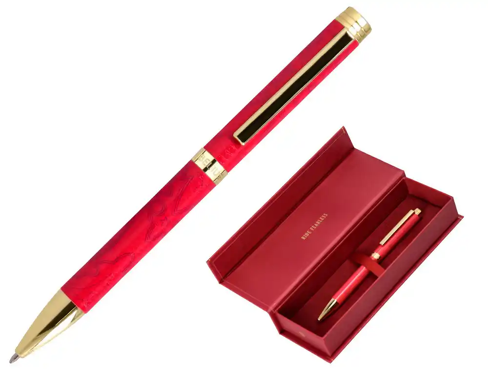 Boligrafo Belius Wild West Aluminio Color Granate Dorado Tinta Color Azul Caja de Diseño