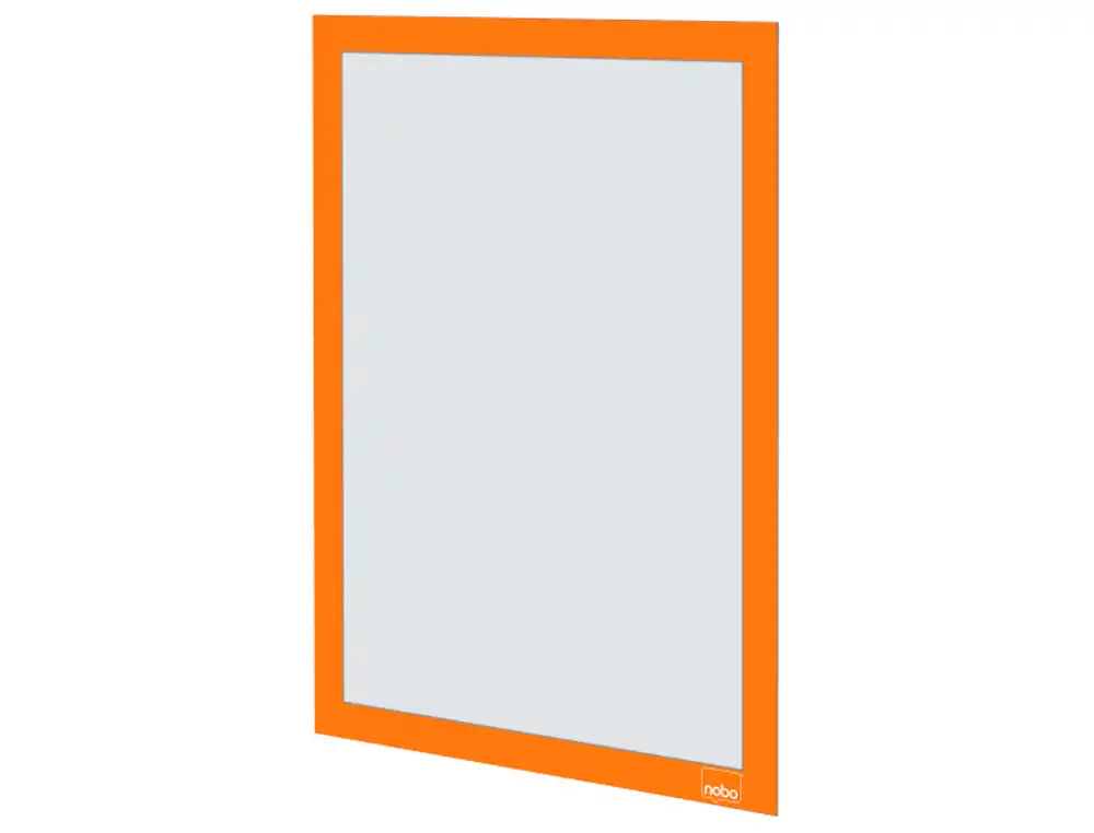 Marco Porta Anuncios Nobo DIN A4 Marco Magnetico Autoadhesivo Color Naranja Pack de 2 Unidades