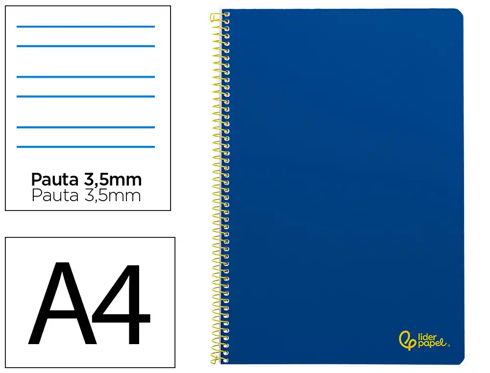 Cuaderno Espiral Liderpapel A4 Smart Tapa Blanda 80h 75gr Pauta 3,5mm con Margen Color Azul Oscuro
