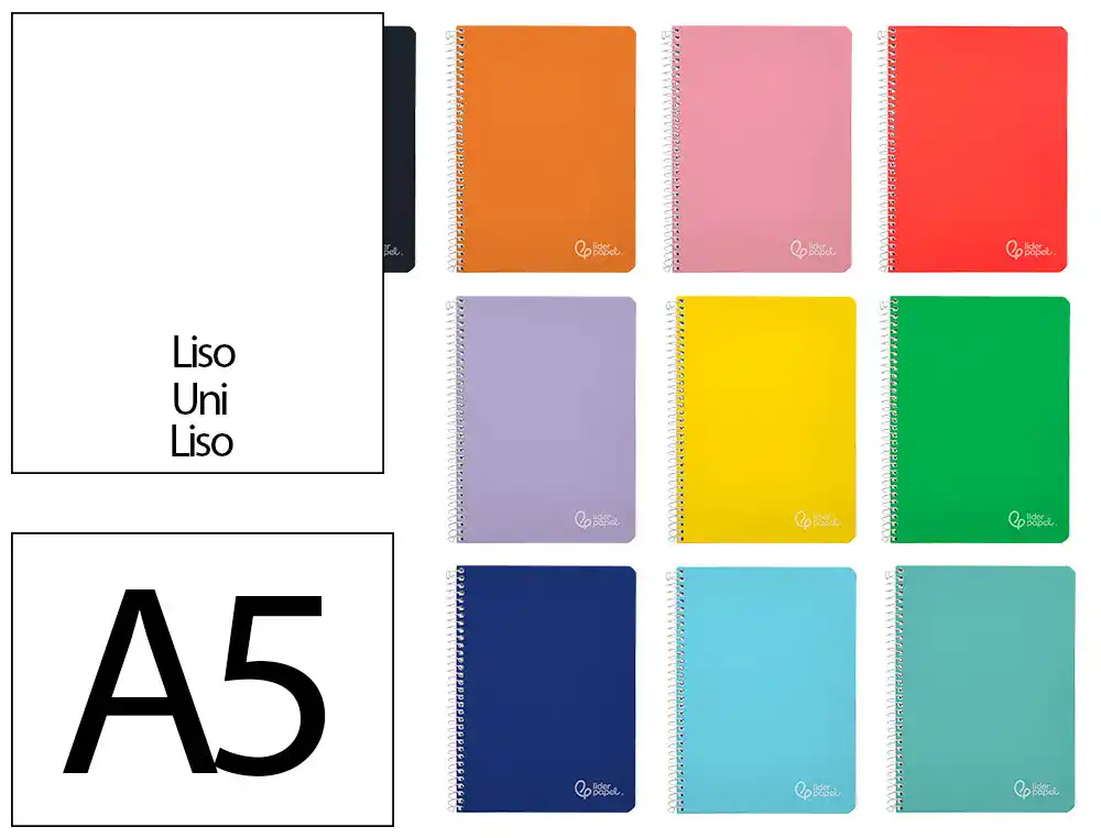 Cuaderno espiral liderpapel a5 witty tapa dura 80h 90gr liso sin margen colores surtidos