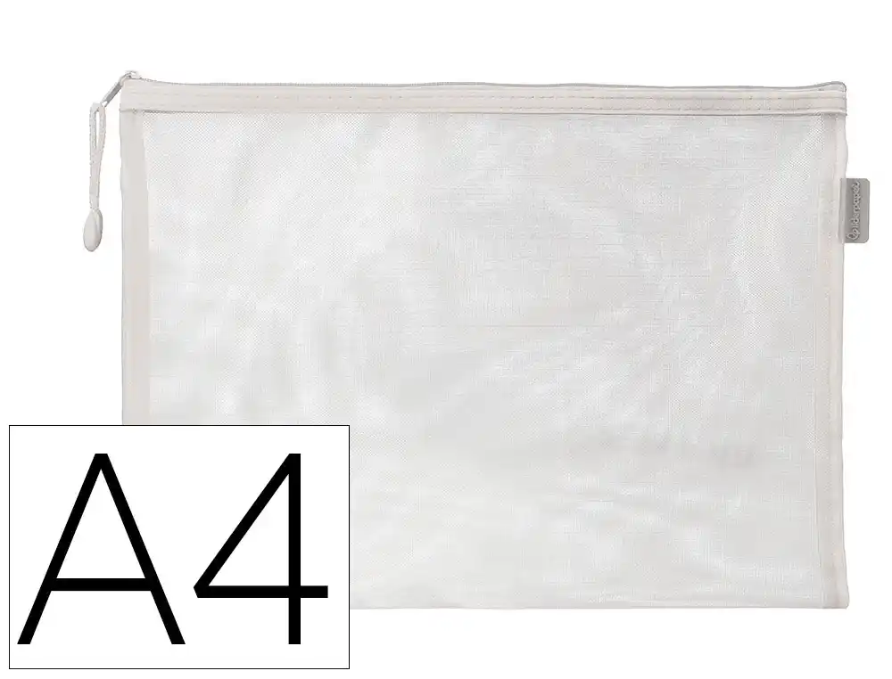 Bolsa Zipper Bag Liderpapel Poliester Transpirable Multiusos DIN A4 Blanco