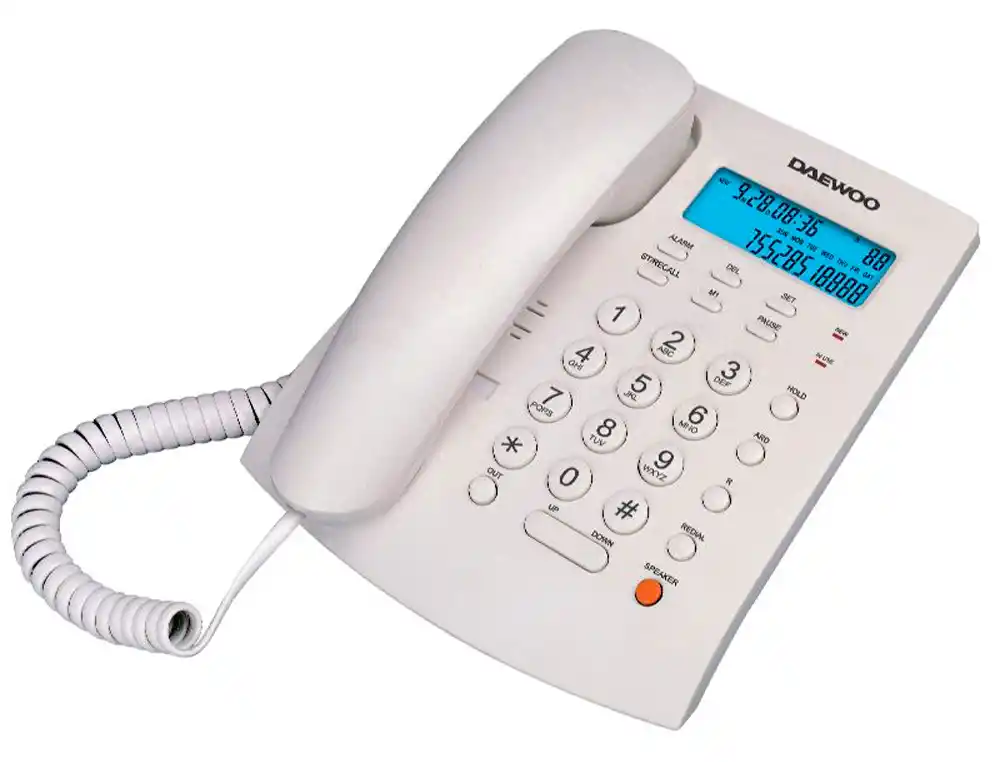 Telefono Daewoo Sobremesa Pantalla Retroiluminada Manos Libres Color Blanco