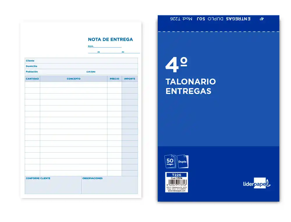 Talonario Liderpapel Entregas Cuarto Original y Copia t226