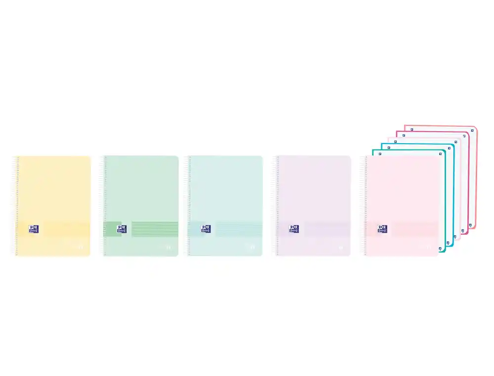 Cuaderno Espiral Oxford Europeanbook 5 Live&go Tapa Plastico DIN a4+ 120 Hojas Cuadro 5 mm Colores Pastel