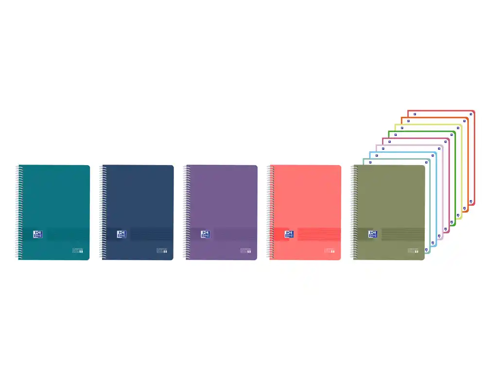 Cuaderno Espiral Oxford Europeanbook 8 Live&go Tapa Plastico DIN a4+ 160 Hojas Cuadro 5 mm Colores Surtidos