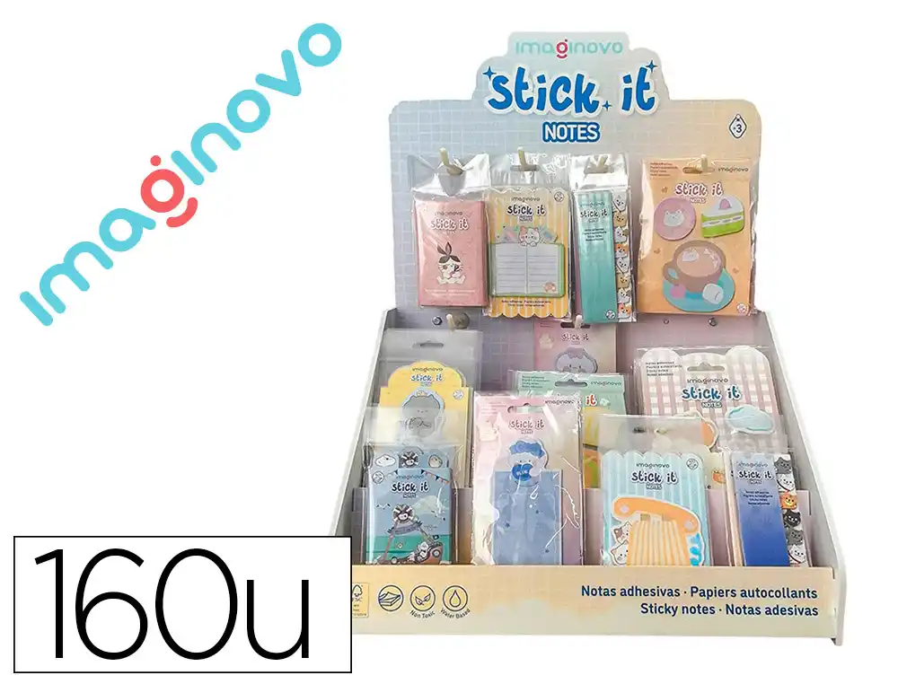 Bloc Notas Adhesivas Imaginovo Expositor Sobremesa PVC 160 Unidades Surtidas 310x270x420 mm