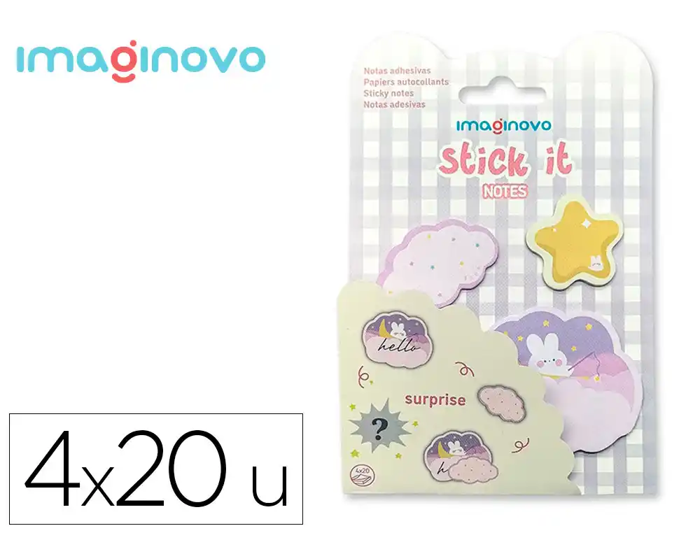 Bloc Notas Adhesivas Imaginovo Surprise Pegatina Sorpresa 20 Hojas Tamaños Surtidos Morado