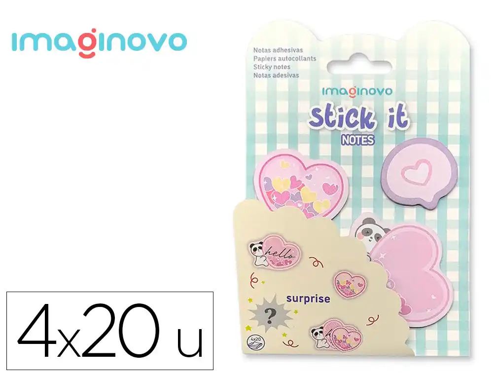 Bloc Notas Adhesivas Imaginovo Surprise Pegatina Sorpresa 20 Hojas Tamaños Surtidos Azul