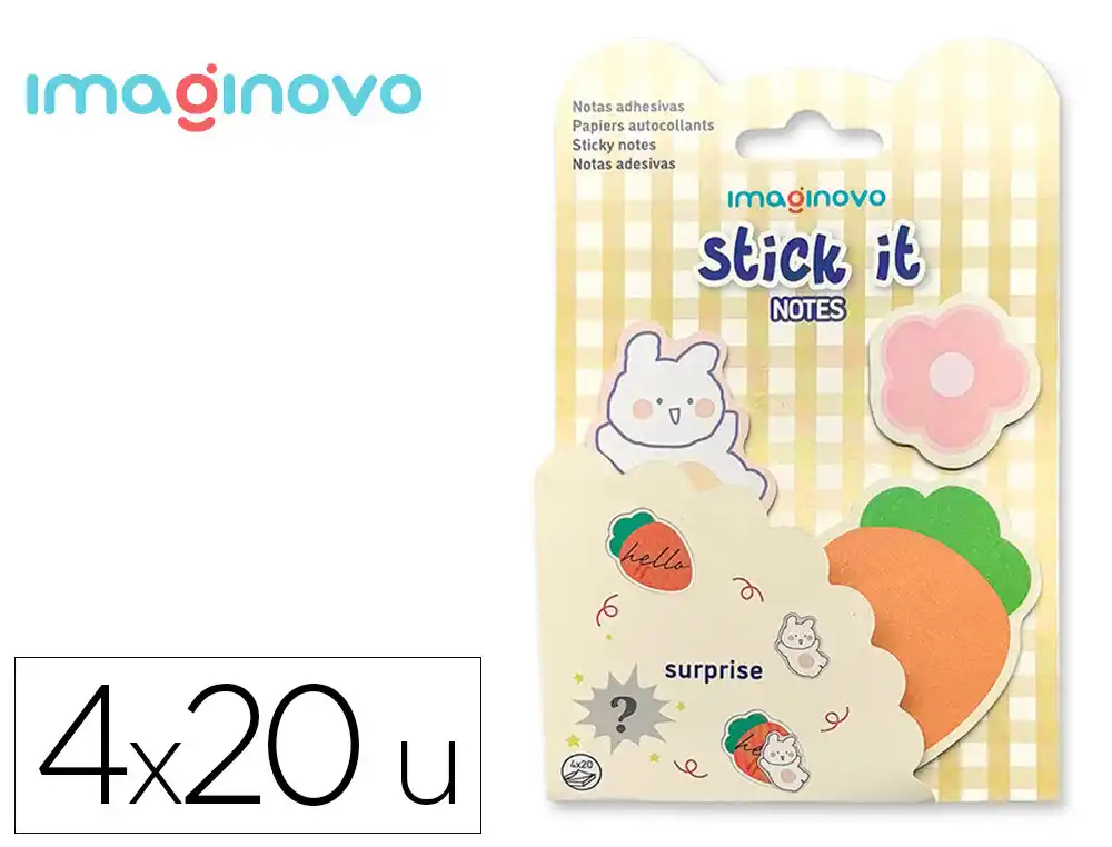 Bloc Notas Adhesivas Imaginovo Surprise Pegatina Sorpresa 20 Hojas Tamaños Surtidos Naranja
