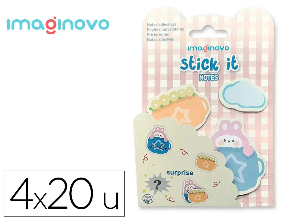 Bloc Notas Adhesivas Imaginovo Surprise Pegatina Sorpresa 20 Hojas Tamaños Surtidos Rojo