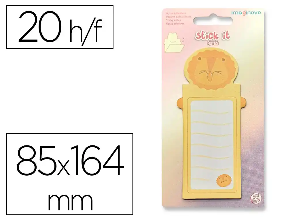 Bloc Notas Adhesivas Imaginovo Letter con Mensaje Trasero Leon 20 Hojas 85x164 mm