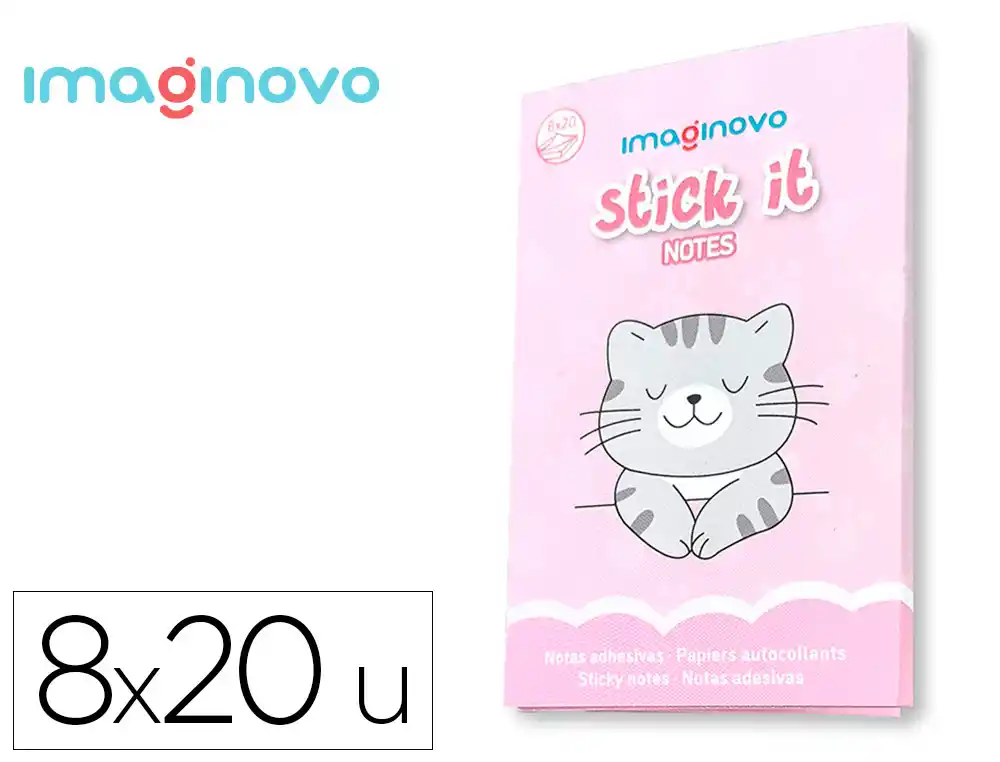 Notas Adhesivas Imaginovo Stick It! Notebook 20 Notas Adhesivas Gatito Tamaños Surtidos