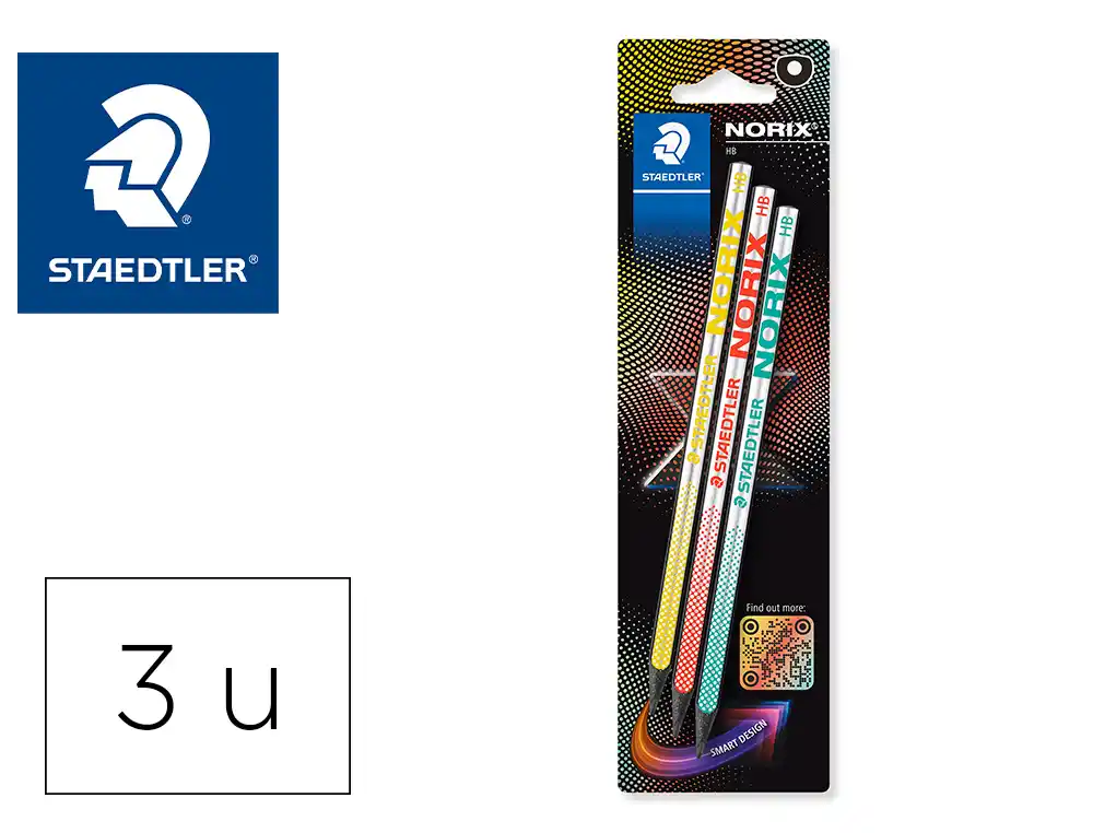 Lapices de Grafito Staedtler Norix con Forma Inteligente HB Blister de 3 Unidades Colores Surtidos