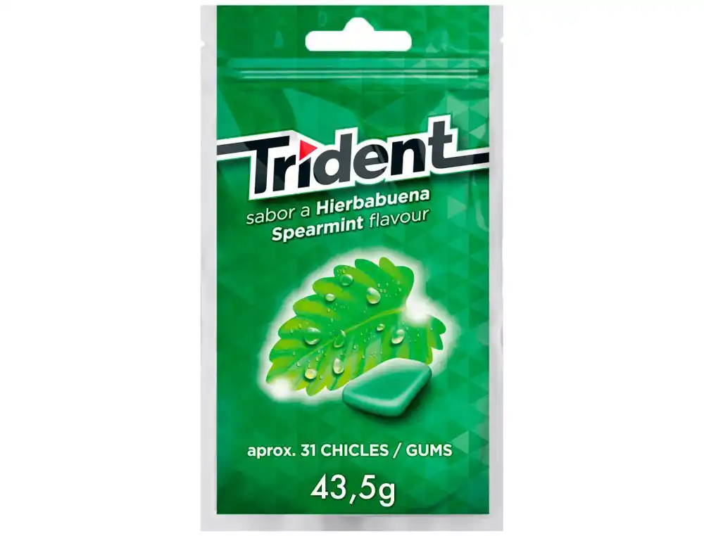 Chicle Trident Grageas Sabor Hierbabuena sin Azucar Bolsa de 43,5 gr